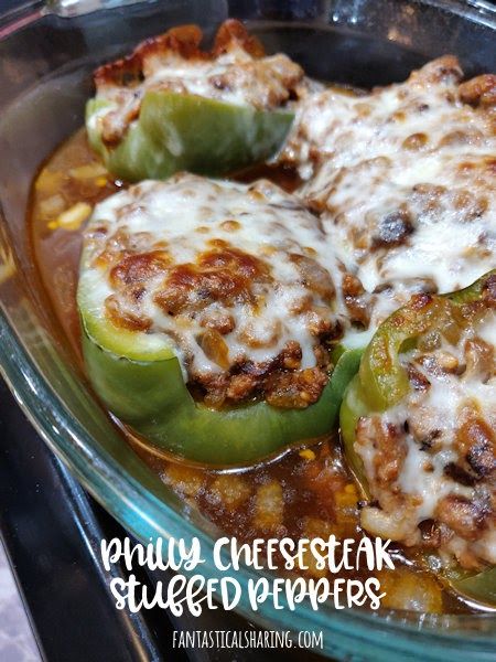 Philly Cheesesteak Stuffed Peppers | This easy recipe has all the best parts of a cheesesteak inside a bell pepper! Cheesesteak Stuffed Peppers, Bell Pepper Recipes, Green Peppers, Spanish Rice, Peppers Recipes, Baking Pan, Beef Dishes, Bell Peppers, Stuffed Green Peppers