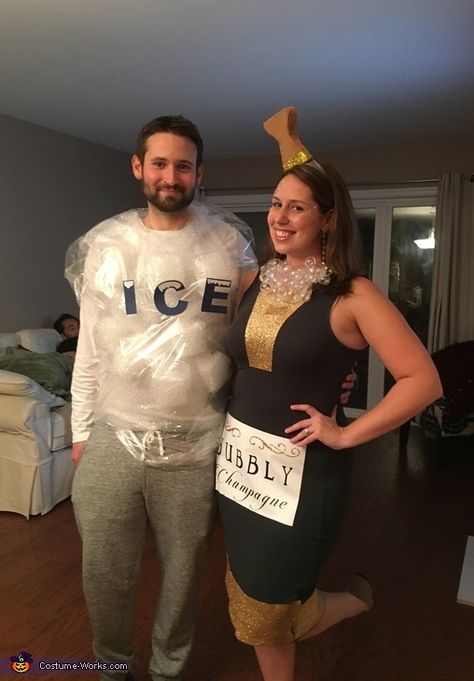 Champagne Costume Halloween, Crown And Coke Halloween Costume, Wine Costume Ideas, Champagne Halloween Costume, Drink Halloween Costumes Alcoholic, Ice Cube Costume, Champagne Costume, Drink Costume, Wine Costume