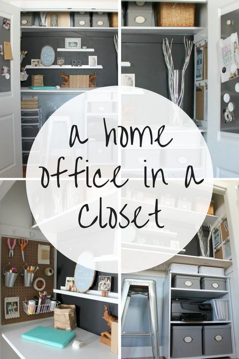 If you need extra work space, transform a spare closet into a home office. Tour this "cloffice" filled with functional and space-saving office organizing tips. Closets Turned Into Office Space, Dual Closet Ideas, 2 Person Desk Home Office, Office In A Closet, Dual Office, Closet Office Ideas, Closet Turned Office, Cloffice Ideas, Closet Makeovers