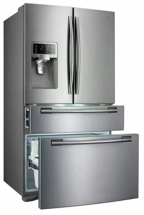 Fridge Samsung, Samsung Refrigerator French Door, Steel French Doors, Smart Fridge, Samsung Fridge, Samsung Appliances, Samsung Refrigerator, Fridge Organization, Steel Appliances