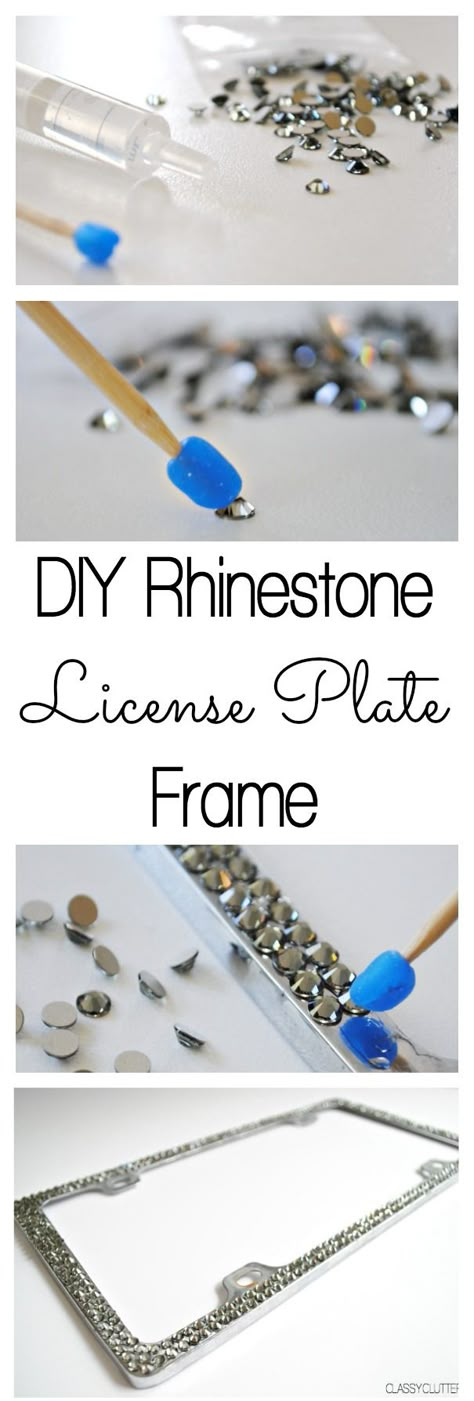 I have been looking for a technique to use to bling my bike or helmet for a while. Awesome! DIY Rhinestone License Plate Frame - Great gift idea! www.classyclutter.net Rhinestone License Plate Frame, Car Interior Diy, Password Organizer, Cars Accessories, Bling Car Accessories, Car Accessories Diy, Rhinestone Projects, Rhinestone Crafts, Diy Rhinestone