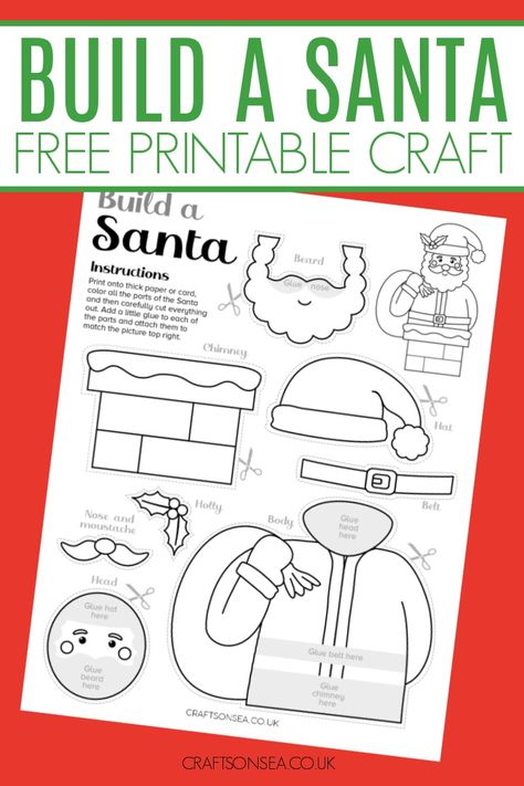 Build A Santa Printable, Christmas Cut And Paste, Build A Santa, Santa Claus Day, Santa Activity, Christmas Month, Nativity Scene Crafts, Santa Claus Crafts, Santa Printable