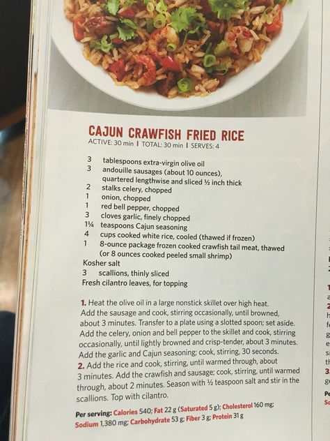 Cajun Crawfish Fried Rice | Food Network Magazine Crawfish Fried Rice, Gumbo Soup Recipe, Crawfish Etoufee Recipe, Family Gathering Food, Crawfish Recipes, Cajun Crawfish, Lobster Dishes, Rice Food, Cajun Creole Recipes