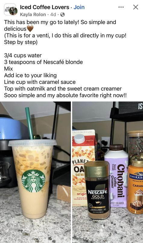 Diy Hot Coffee Drinks At Home, Nescafe Gold Espresso Iced Coffee Recipe, Home Starbucks Drinks, Sugar Free Starbucks Drinks, Cold Coffee Drinks Recipes, Instant Coffee Recipes, Diy Coffee Drinks, Homemade Coffee Drinks, Homemade Iced Coffee