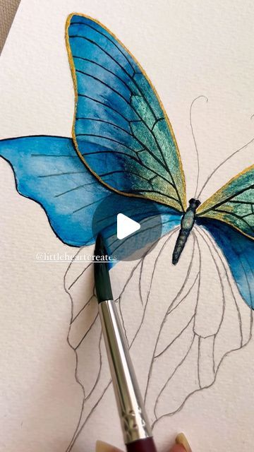 Mindful Aesthetic, Metallic Watercolor, Butterfly Love, Butterfly Art Painting, Watercolor Flower Art, Painting Art Lesson, Butterfly Painting, Watercolor Art Lessons, Watercolor Paintings Tutorials