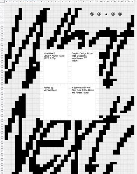 Latest Design Movements - Pixelated Type - 25 Beautiful Examples Word Search Design, Yale Graphic Design, Internet Graphic Design, Coding Graphic Design, Pixel Art Graphic Design, Graphic Design Project Ideas, Black And White Graphic Poster, Forest Graphic Design, Sale Graphic Design