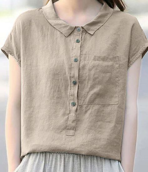 Product id: 1963149 Blouse Tops Designs, Cotton Shirts Women, Linen Top Women, Pocket Blouse, Fancy Tops, Half Sleeve Shirts, Linen Tunic, Men Fashion Casual Outfits, Kurta Designs