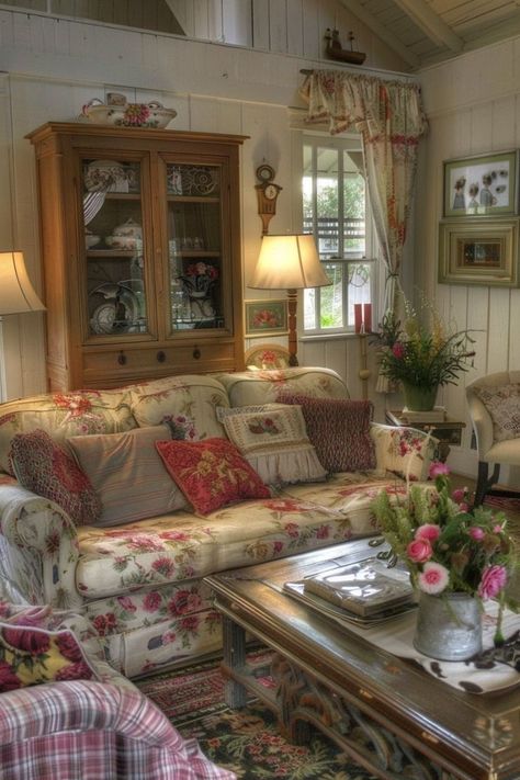 Cottage Core Livingroom, Cottage Core Interior, Cottage Kitchen Inspiration, French Country Decorating Living Room, Cottagecore Living, Country Style Living Room, Condo Living Room, Chic Interior Design, Charming Home