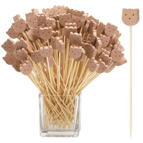 PRICES MAY VARY. 【Bear Toothpicks】pack of 200 count wooden cocktail picks, could serve 20-40 person-party and attract your guests on the appetizer,fruit, olives, meats and sandwiches. 【Eco-Friendly & Disposable】The bear face cocktail stick is made of 100% natural bamboo,burr-free and durable. 【Bear Design】These bamboo toothpicks for appetizers are topped off with bear that add an element of fun and color to every occasion,suitable for bearly wait baby shower decorations. It can also be paired wi Chocolate Fountain Bar, Fruits Dessert, Bear Baby Shower Theme, Bear Recipes, Appetizer Picks, Food On Sticks, Fruit Skewers, Fancy Cocktails, Baby Shower Desserts