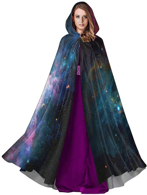 Gala Attire, Cloak Clothing, Types Of Clothing Styles, Wizard Costume, Cape Costume, Hooded Cape, Hooded Cloak, Fantasy Fashion, Ladies Party