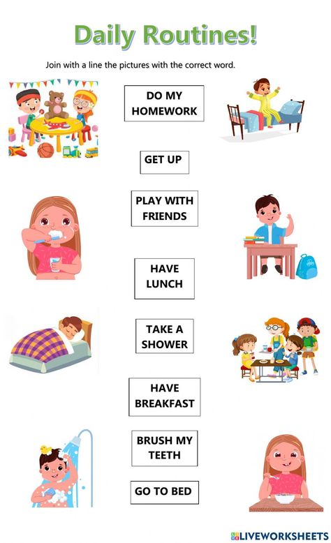 Daily Routine For Preschoolers, Daily Routine Activities Worksheets, Daily Activities Flashcards, Daily Routine Worksheet For Kids, My Daily Routine Worksheet, English Activities For Kids Kindergarten, Daily Activities Worksheet, Daily Routine Activities For Kids, Daily Routine Exercise