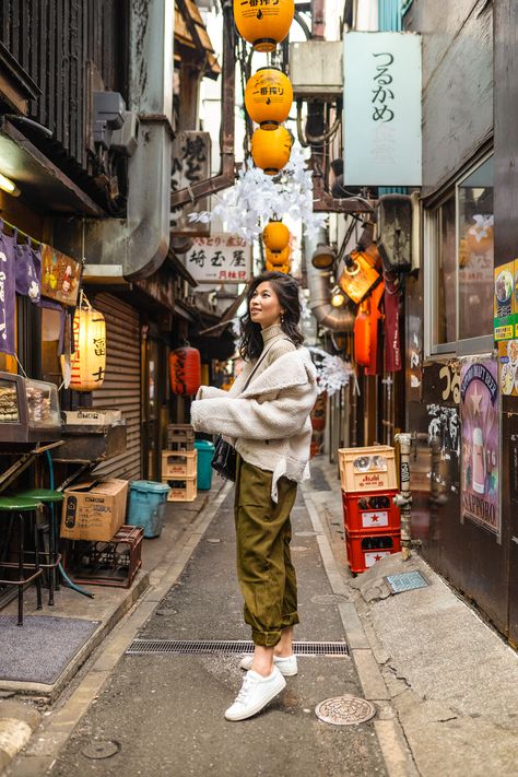 Shinjuku Piss Alley, famous tourist photo spot, Tokyo metro photo, what to do in Tokyo, dressing for fall in Tokyo, simple outfits with sneakers, tokyo travels, FOREVERVANNY Style, Tokyo and New York Fashion Blogger, Van Le Fashion Blog - December Again / 122018 Posing Tutorial, Japan Travel Outfit, Japan Moodboard, Tokyo Winter, Japan Winter Fashion, Japan Ootd, Japan Photoshoot, Bangkok Trip, Japan Pics