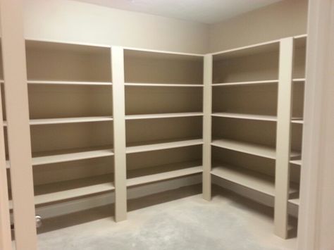 Linen Storage Basement, Basement Storage Room Shelves, Basement Food Storage Shelves, Big Storage Room, Basement Tote Storage Shelving, Basement Storage Standing Shelves, Storage For Totes In Basement, Storage Room Shelves, Basement Storage Room