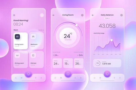 Premium Vector | Gradient glassmorphism instagram post Mobile App Design Templates, Application Ui Design, App Design Trends, Social App Design, Ux Design Trends, App Ui Ux Design, Ux Design Mobile, Mobile App Templates, App Design Layout