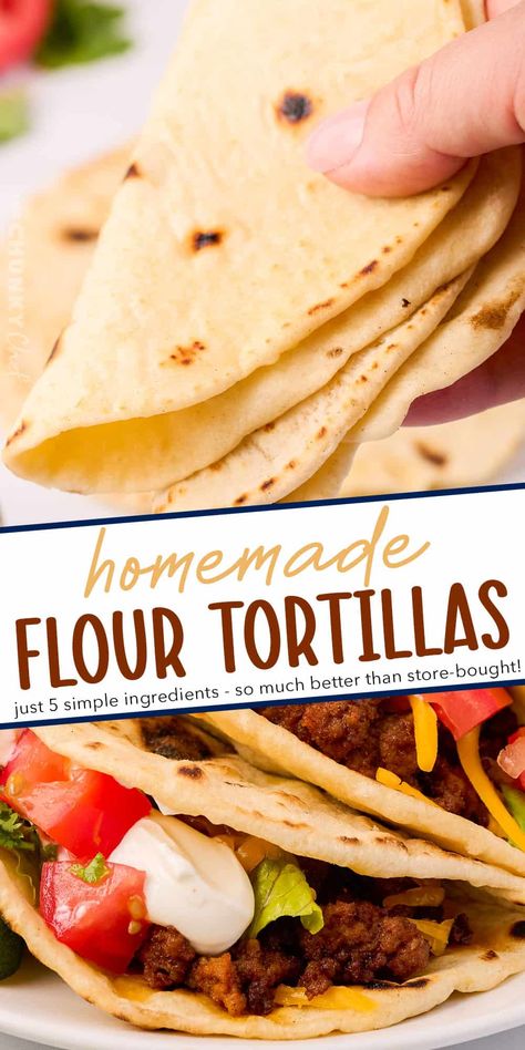 Homemade Flour Tortillas Easy, Gf Tortillas, Tortillas Homemade, Easy Tortilla Recipe, Flour Tortilla Recipe, Grilled Paneer, Pin Wheels, Homemade Flour, Chunky Chef