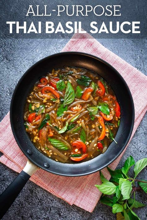 Thai Basil Stir Fry Sauce, Thai Stir Fry Sauce Recipes, Thai Basil Sauce Recipes, Thai Basil Marinade, Thai Basil Vegetables, Thai Basil Uses, Vegan Thai Basil Recipes, Thai Basil Tofu Stir Fry, Thai Stir Fry Recipes