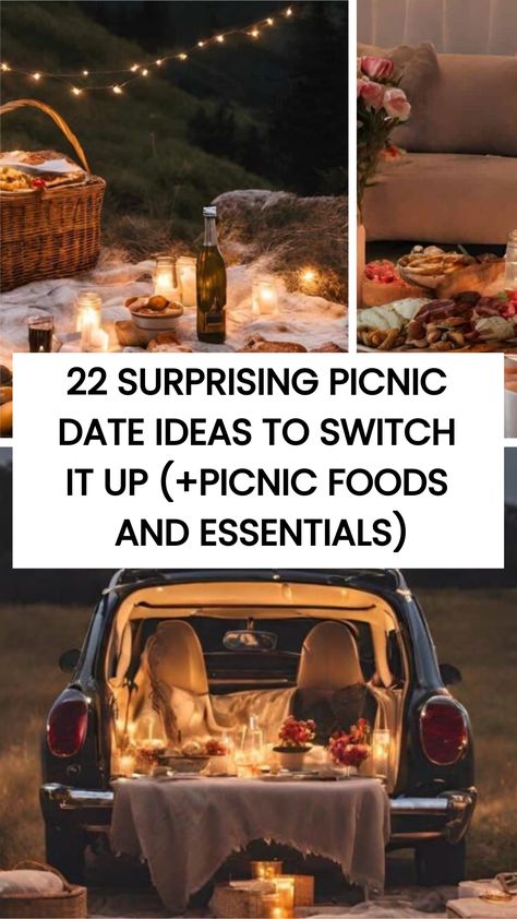 Check these 22 Surprising Picnic Date Ideas. Looking to switch up your usual picnic routine? Our guide has creative and enjoyable picnic date suggestions that will delight your partner. Say goodbye to traditional park picnics and hello to a memorable outdoor experience with these unique ideas. Surprise Picnic Date For Him, Picnic Date Night Ideas, Date Night Picnic Food, Picnic Date Food Ideas Romantic, Cute Date Ideas Outdoors, Unique Picnic Food Ideas, Fall Picnic Ideas Romantic, Creative Dates Ideas, Thoughtful Date Ideas