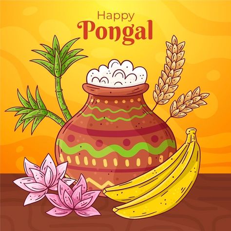 Pongal Theme Decoration, Pongal Celebration Drawing, Pongal Pictures, Pongal Drawing, Pongal Greeting Cards, Pongal Images, Happy Pongal Wishes, Pongal Wishes, Festival Drawing