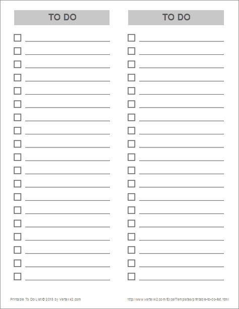 Free printable Simple To Do List (2 Columns) (PDF) from Vertex42.com Cricut Binder, Freebies Printable, Free To Do List, Event Checklist, Organization Templates, Work Management, Daily Planner Printables Free, To Do Checklist, Printable To Do List