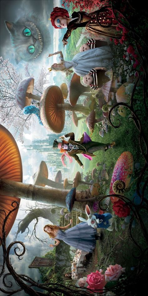 Funny Movie Wallpaper, Alice In Wonderland Movie Aesthetic, Alice In Wonderland Real Life Movie, Alice In Wonderland Stuff, Alice In Wonderland Tim Burton Aesthetic, Alice In Wonderland Illustration Art, Alice In The Wonderland Aesthetic, Alice And Wonderland Art, Alice In Wonderland Movie Poster