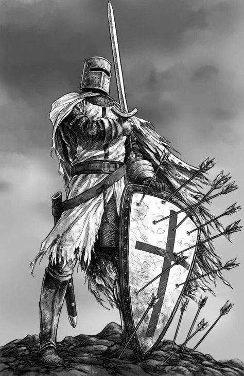 190+ Best Knights Templar Tattoos Designs and Ideas (2023) - TattoosBoyGirl Templar Knight Tattoo, Crusader Wallpaper, Knight Drawing, Witcher Wallpaper, Archangel Tattoo, Medieval Tattoo, Knight Tattoo, Good Knight, Warrior Concept Art