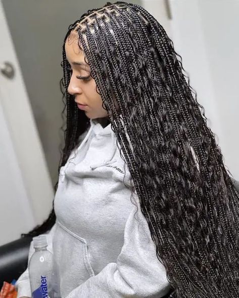 Boho Knotless Braids: All You Need to Know About This Hairdo Competition Hair, Ballroom Competition, Bohemian Braids, Goddess Braids Hairstyles, Box Braids Hairstyles For Black Women, Braids Hairstyles Pictures, Braided Cornrow Hairstyles, Cute Box Braids Hairstyles, Twist Braid Hairstyles