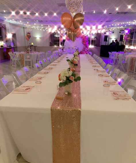 Glitz And Glam Sweet 16 Party Ideas, Rose Gold And Pink Sweet 16, Sweet Sixteen On A Budget, Sweet 16 Rose Gold Theme Decorations, Sweet 16 Gift Table, Sweet 16 Formal Party Ideas, Sweet 16 Goody Bag Ideas, Rose Gold Sweet 16 Party Ideas Themes, 16th Birthday Centerpieces