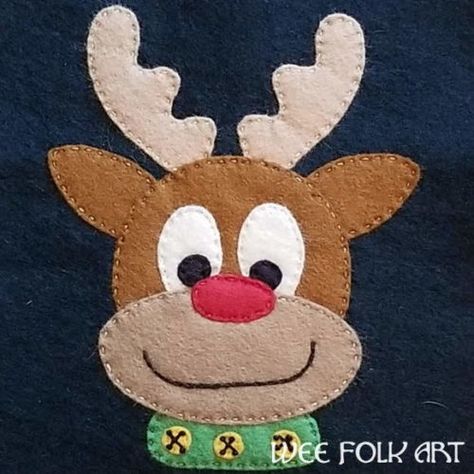 Wee Folk Art - Patterns and Crafts Christmas Appliques, Christmas Applique Patterns, Reindeer Applique, Applique Template, Wee Folk Art, Reindeer Stocking, Appliqué Patterns, Christmas Applique Designs, Free Applique Patterns