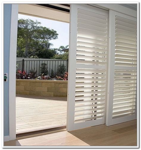 Bypass shutter system Sliding Glass Door Shutters, Shutters For Sliding Glass Doors, Patio Door Shutters, Sliding Door Shutters, Sliding Glass Door Coverings, Sliding Glass Door Blinds, Sliding Glass Door Window Treatments, Glass Door Coverings, Patio Door Coverings