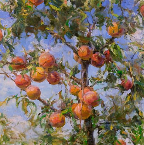 Peach Tree by Derek Penix, 36 x 36 Peach Tree, Arte Van Gogh, Arte Inspo, Ethereal Art, الرسومات اللطيفة, Pretty Art, Art Sketchbook, Peaches, Character Illustration