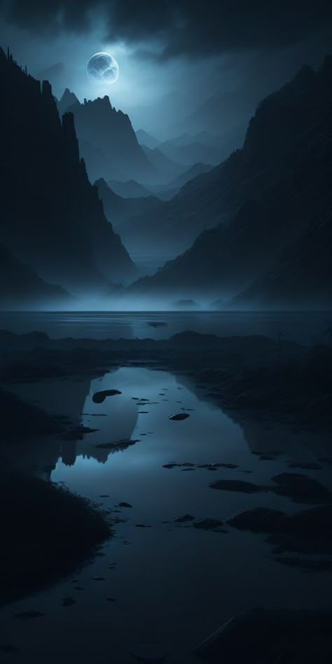 Mysterious Backgrounds, Light In Darkness Photography, Water Wallpaper Iphone, Dark Fantasy Background, Dark Light Aesthetic, Light And Dark Photography, Lake Night, Dark Lake, Ethereal Landscape