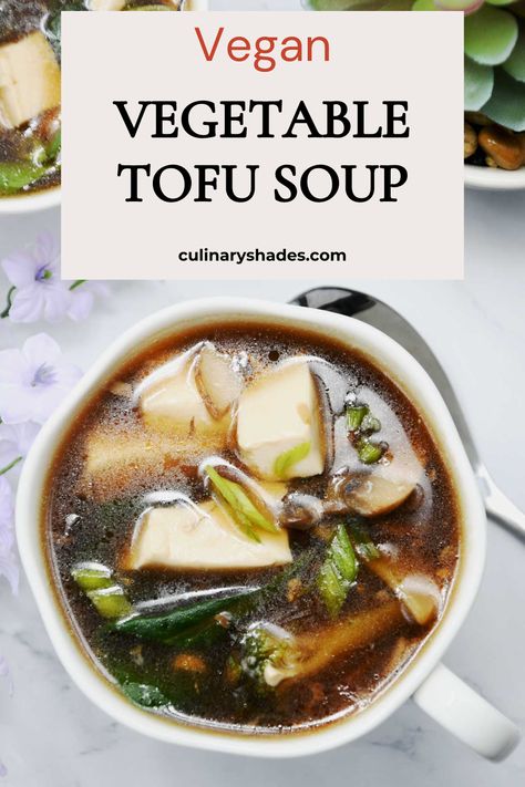 Soft tofu soup is a popular Asian dish that is known for its creamy texture and delicate flavor. It's a light and refreshing soup that is packed with vegetables. This vegan and gluten-free tofu soup is perfect for any time of day. Tofu Mushroom Soup, Silken Tofu Soup Recipes, Vegan Asian Soup, Thai Tofu Soup, Tofu Soup Recipes, Soft Tofu Recipes, Soft Tofu Soup, Tofu Miso Soup, Chicken Veggie Soup