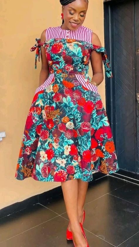 Simple African Dress Styles, Carribean Gown Styles, Short Ankara Dresses Classy For Church, Modern African Dresses Ankara, Simple African Dress, African Dress Styles For Women, Chiffon Short Gown Styles, Stylish Ankara Dresses, Simple African Dresses