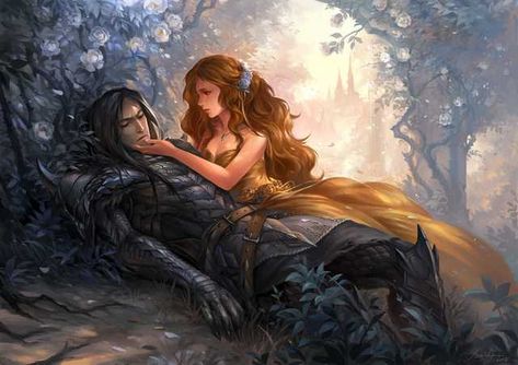 Mostly fantasy art dump - Imgur Knight And Lady, Hades Und Persephone, Iron Crown, Beauty And The Beast Art, Fantasy Art Couples, Art Couples, Fantasy Love, Fantasy Couples, Greek Mythology Art