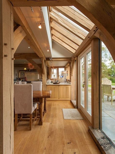 Conservatory Kitchen Ideas, Timber Frame Extension, Oak Framed Extensions, Cabin Room, Cottage Extension, Conservatory Kitchen, Room Country, Oak Frame House, Timber Frame House