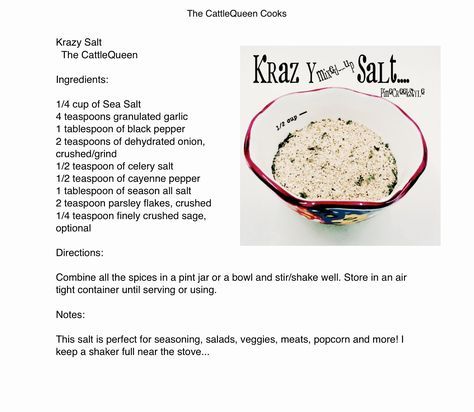 Krazy Salt!!!! Do you remember " Jane's Krazy Mixed Up Salt"....I loved this salt mixture....I told a friend, and she said..."A blast from t... Jane's Krazy Mixed Up Salt Recipe, Crazy Salt Recipe, Seasoned Butters, Salt Block Recipes, Crazy Jane, Homemade Rubs, Spice Rubs, Diy Foods, Homemade Seasoning