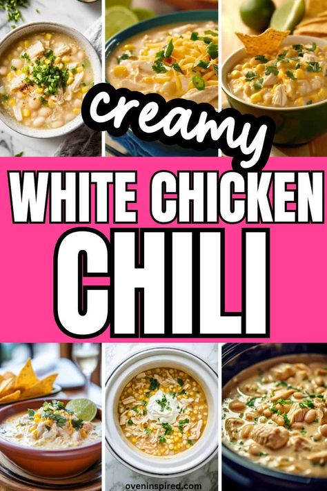 Get this hearty and creamy crockpot white chicken chili recipe for those busy and cold nights. Save this pin for later. White Chicken Chili With Heavy Cream, White Chicken Chili With Canned Chicken, Keto White Chicken Chili Crock Pot, White Chili Recipe Crockpot, White Chilli Recipes, White Chilli Chicken Recipe, White Chicken Chilli Recipes, Crockpot White Chicken Chili Easy, White Chicken Chili Stove Top