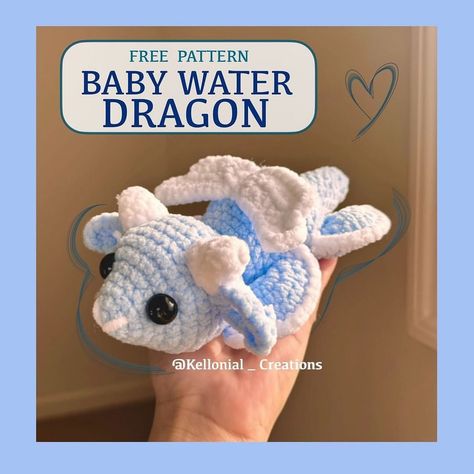 Pattern and design by @kellonial_creations🌷 When publishing your works, please indicate the designer of the pattern | Instagram Crochet Dragon Pattern, Diy Crochet Toys, Toys Ideas, Crochet Toys Free, Quick Crochet Patterns, Water Dragon, Crochet Cow, Crochet Dragon, Crochet Animals Free Patterns