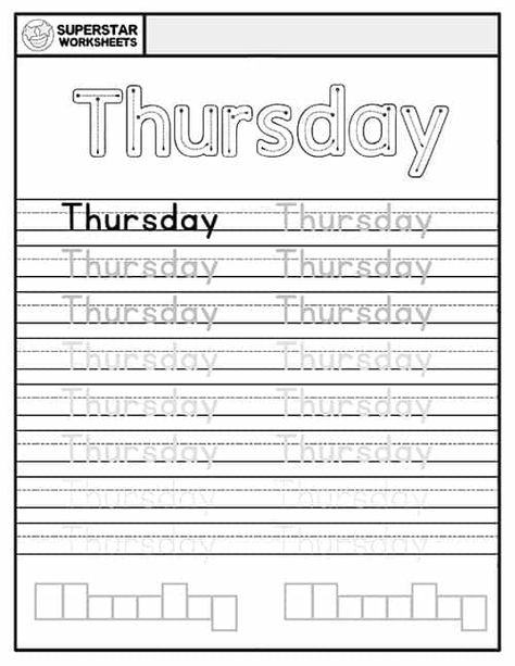 Days Of The Week Tracing Sheet, First Grade Handwriting Practice Free, Handwriting Practice Free, Superstar Worksheets, Free Handwriting Worksheets, Teaching Preschoolers, Calendar Worksheets, Alphabet Handwriting Practice, Alphabet Writing Practice