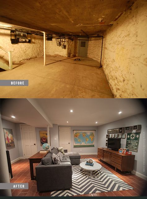 Brooklyn Limestone: Finshed for Now: The Man Room Cellar Conversion, Basement Decoration, Basement Conversion, Basement Inspiration, Basement Apartment, Basement House, Small Basements, Basement Makeover, Basement Bedrooms