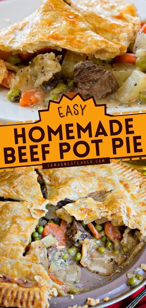 Homemade Pot Pie Recipe, Marinated Steak Bites, Roast Beef Pot Pie, Beef Stew Pot Pie, Beef Pot Pie Recipe, Homemade Pot Pie, Pot Pie Recipe Easy, Beef Pot Pie, Beef Pot Pies