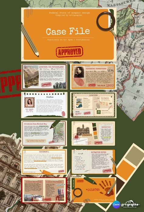 Artigrapiko on Instagram: "Case File Canva Template (11 Slides) *Now Available via MiriCanvas* . . . Unlock the Power of Presentations with our Canva PowerPoint… in 2024 | Powerpoint presentation design, Powerpoint design templates, Presentation design template Powerpoint Creative Design, Fun Powerpoint Design, Case Study Presentation Design, Presentation Deck Design Creative, Canva Business Templates, Creative Slides Presentation, Canva Presentation Ideas School, Canva Slides Template, Canva Slide Presentation