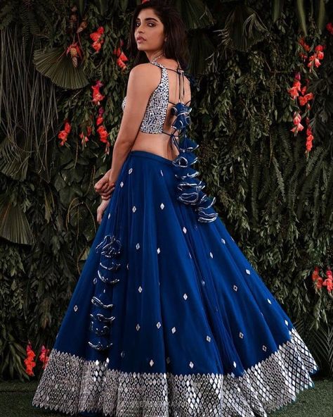 Mirror Work Lehenga Choli, Royal Blue Lehenga, Lehenga Pattern, Mirror Work Lehenga, Lehenga Choli For Women, Choli For Women, Indian Outfits Lehenga, Wedding Lehenga Designs, Designer Lehengas