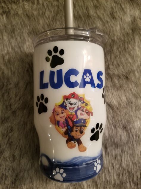 Paw Patrol Tumbler, Paw Patrol Tumbler Cup, Paw Patrol Epoxy Tumbler, Little Boy Custom Tumblers, Paw Patrol Cups, Custom Sippy Cup Tumbler, Kids Custom Tumblers Disney, Dog Tumbler Cup Ideas, Tumbler Cups Personalized