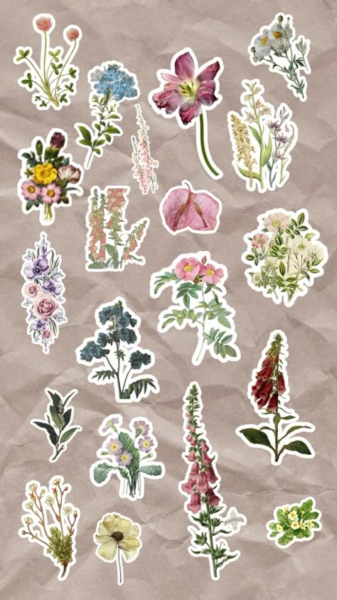 Scrapbook Stickers Printable Vintage Aesthetic Flowers, Scrapbook Stickers Printable Vintage Flowers, Vintage Flower Printable Sticker, Sticker Flower Printable, Vintage Design For Scrapbook Printable Flower, Aesthetic Journaling Printables, Vintage Aesthetic Stickers Printables Flowers, Scrapbook Flower Stickers Printable, Aesthetic Flower Doodles