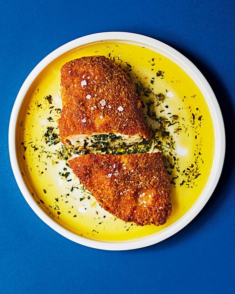 Forget the frozen ready-meal version of the 1970s and 80s – this recipe shows why the chicken kyiv has stood the test of time. The classic kyiv is given a little extra kick with an amped-up garlic butter, surrounded by tender chicken breast and perfectly encased in super-crunchy golden breadcrumbs. This is our best-ever recipe; discover the tips and tricks we learned along the way in this guide to making the best chicken kyiv of your life.  #chicken #chickenrecipe #chickenkiev #chickenkyiv Air Fryer Chicken Kiev, Chicken With Preserved Lemons, Chicken Kyiv, Capers Chicken, One Pot Vegetarian, Creamy Pie, Chicken Kiev, Tender Chicken Breast, Weekend Dinner