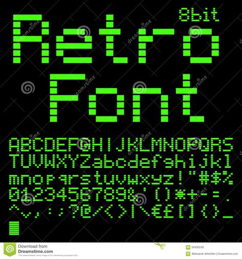 Illustration about Old computer pixel interlaced font. like on green monitor 5x7 pixels glyphs charset, bold style vector set. Illustration of letter, display, game - 56400246 Computer Font Styles, Computer Theme, Green Computing, Computer Font, Game Font, Old Computer, Pixel Font, Number Fonts, Font Ideas