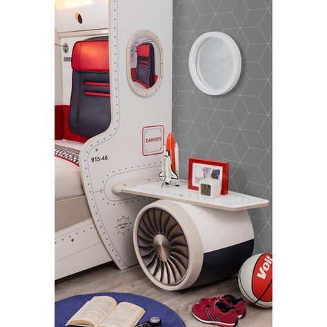 Cilek First Class Airplane Twin Panel Bed with Storage & Reviews | Wayfair First Class Airplane, Airplane Kids Room, Airplane Bedroom, Airplane Bed, Airplane Room, Twin Storage Bed, Unique Bedside Tables, Airplane Kids, Theme Beds