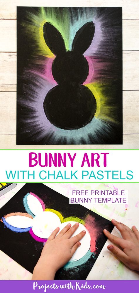 Påskeaktiviteter For Barn, Bunny Art Projects, Bunny Templates, Crafts Preschool, Easter Bunny Crafts, Easter Art, Butterfly Crafts, Bunny Art, Chalk Pastels