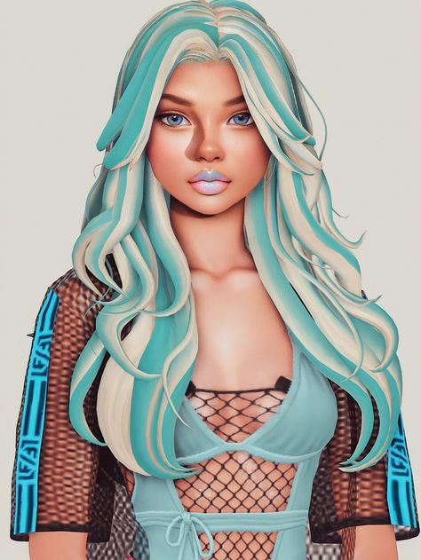 Sims 4 Cc Highlight Hair, Lagoona Blue Sims 4 Cc, Sims 4 Cc Blue Hair, Sims 4 Hair Streaks Cc, Sims 4 Blue Hair, Sims 4 Hair With Highlights, Sims 4 Multicolor Hair, Sims 4 Blue Cc, Sims 4 Cc Hair With Highlights